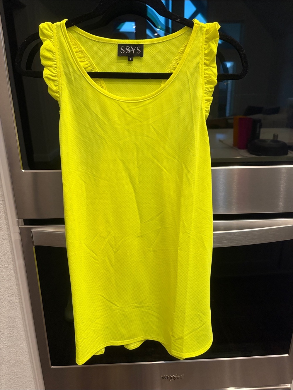 SSYS Neon Yellow Ruffle-Shoulder Tank Top